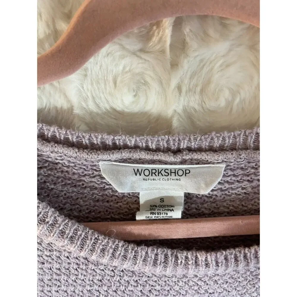 WORKSHOP REPUBLIC CLOTHING SZ S Cotton/Acrylic lavender pull over sweater - Picture 2 of 5